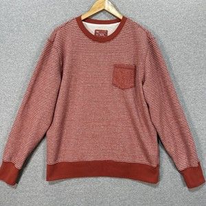 Gap Sweatshirt Mens XL Red Striped Pullover Crew Neck Long Sleeve Cotton Sweater